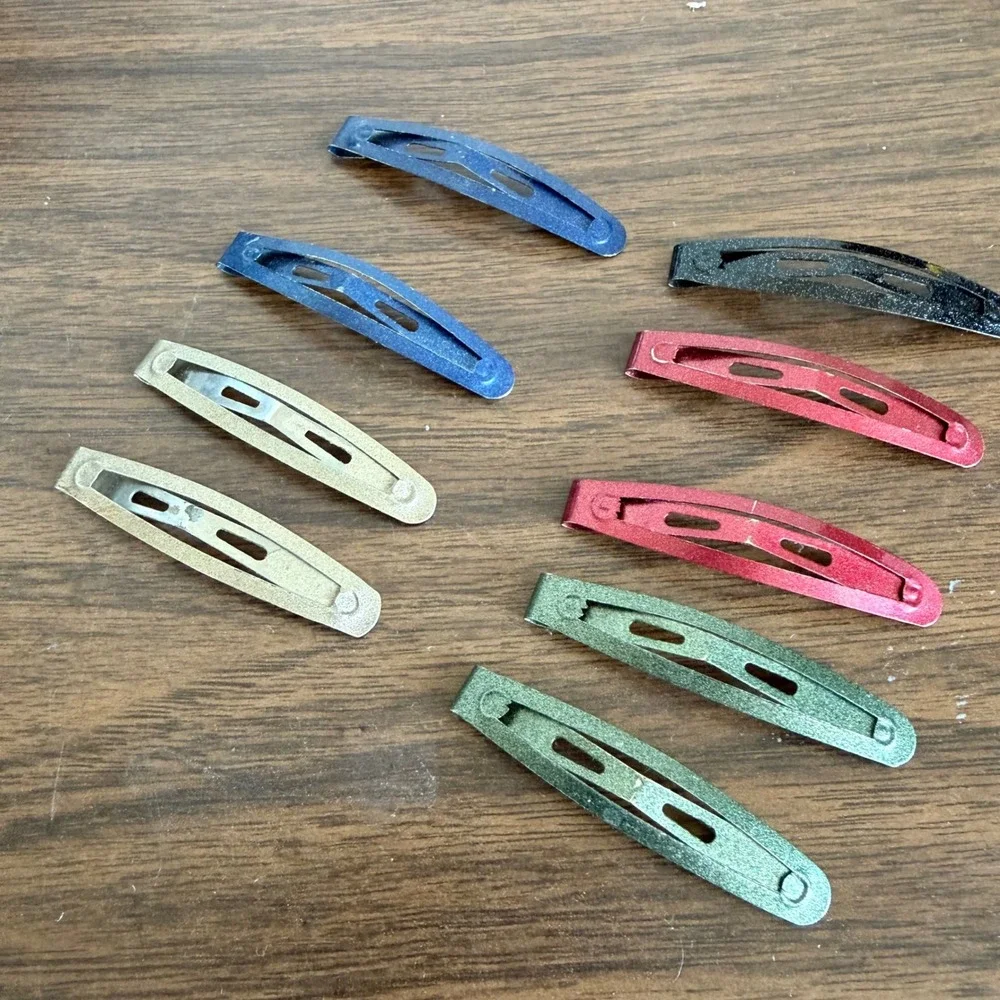 Vintage Multi Color Metallic Shimmer Snap Hair Clips Y2K Barrettes Lot Of 9